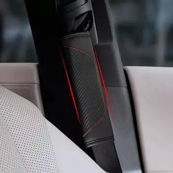 1 шт. чехол для ремня безопасности автомобиля из углеродного волокна, кожаный чехол для ремня безопасности автомобиля, защита плеч, универсальные декоративные аксессуары для интерьера чёрный