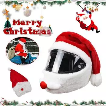 1 шт. Чехол для шлема Санта-Клауса, плюшевая рождественская шапка для шлема мотоцикла, принадлежности для вечеринок на Новый год, рождественские аксессуары для косплея красный