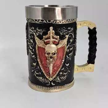 1 шт., Череп, Ангел, Пивная чашка, Рельеф из смолы, Скелет, Ангел, Меч, Кружка из нержавеющей стали, Внутренняя чашка для воды, Кофейная чашка, Креативный мужской бокал для вина, подходит для семьи