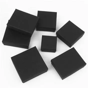 1 шт. Черная бумажная шкатулка для украшений, браслет, ожерелье, кольцо, серьга, крафт-бумага, свадебные подарки, упаковочная коробка, ювелирные аксессуары 1PC