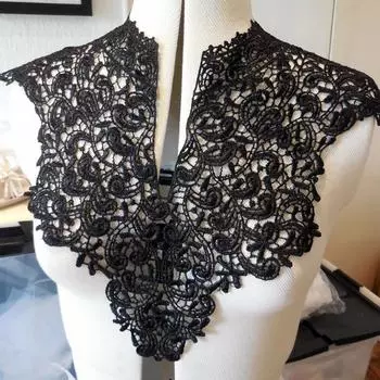 1 шт., черная кружевная ткань, вышитая аппликация, кружевной вырез, воротник, аксессуары для одежды «сделай сам», принадлежности для рукоделия, шитья чёрный