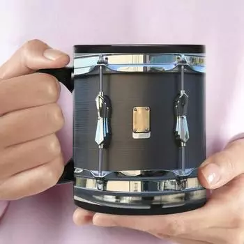 1 шт. Черная кружка-барабан для кухни, керамические забавные кофейные кружки с ручкой, винтажные чашки для воды, подарки для барабанщиков, декор для стола, бар белый