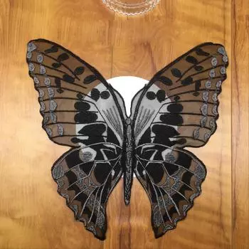 1 шт., черная нашивка-бабочка для элегантного свадебного платья, кружевная ткань, аксессуары для аппликаций «сделай сам», модные наклейки для одежды чёрный/серебряный