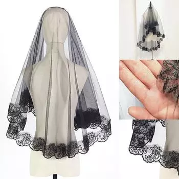1 шт. черная однослойная кружевная отделка вуаль мантилья аксессуары для волос свадебный тюль девичник декор сетка 1.5m