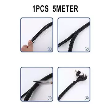 1 шт. черная защита гидравлического шланга/защита кабеля/спиральная намотка 5 м D-8/10/12 мм D-8mm