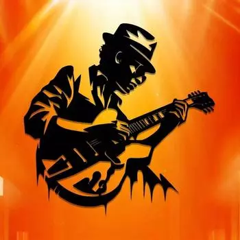 1 шт. Черная железная гитара в шляпе, минималистичное металлическое настенное искусство - современный домашний декор для спальни, гостиной или ванной комнаты. TY7329 разноцветный