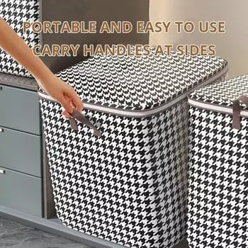 1 шт., черно-белая сумка для хранения одеял и одежды, пылезащитные органайзеры с ручкой, нетканая экономия места, дорожная сумка для хранения