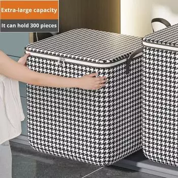 1 шт., черно-белая сумка для хранения одеял и одежды, пылезащитные органайзеры с ручкой, нетканая экономия места, дорожная сумка для хранения