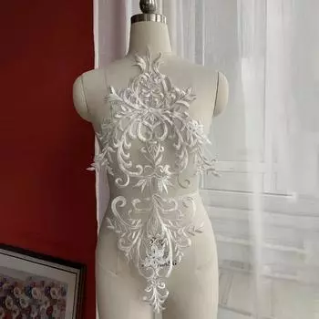 1 шт. черно-белая вышитая ткань с водорастворимой кружевной тканью для ремонта заплаток на одежде 57,5*31,5 см белый