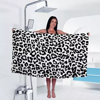 1 шт. Черно-белое пляжное полотенце с принтом гепарда, большое полотенце с леопардовым принтом для женщин, впитывающее быстросохнущее подарочное полотенце для бассейна из микрофибры 150x80cm