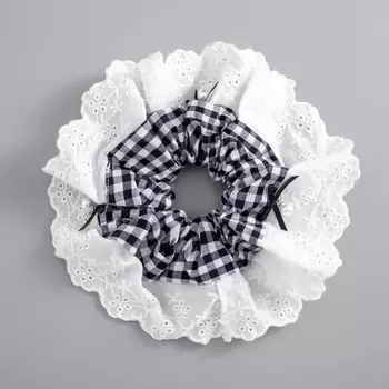 1 шт. Черно-белые клетчатые резинки для волос с кружевной отделкой: Винтажные аксессуары для волос для вневременной элегантности Duty Trendy Hair