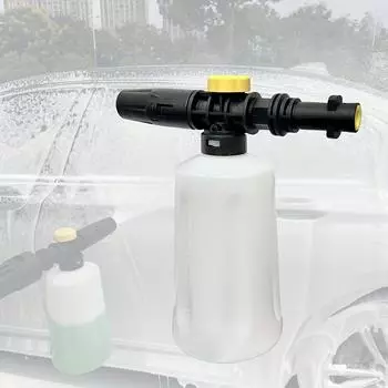 1 шт. Черно-желтая пенная пушка с толстой ручкой, 1000 мл, прозрачная бутылка, набор для мойки снега и пены, доступ к мойке высокого давления для автомобилей белый