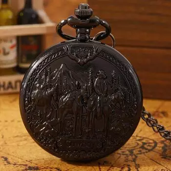 1 шт. Черные кварцевые карманные часы в стиле стимпанк, винтажный ковбойский узор в стиле вестерн, изысканная коллекция подарков на день рождения для мужей и мальчиков