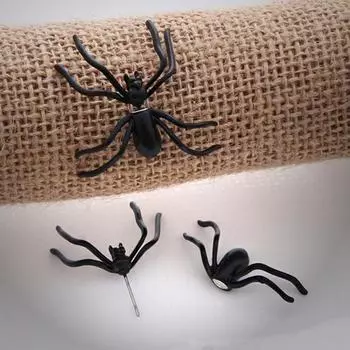 1 шт., черные серьги-гвоздики в форме паука, пластиковые 3D жуткие черные серьги-гвоздики, вечерние украшения