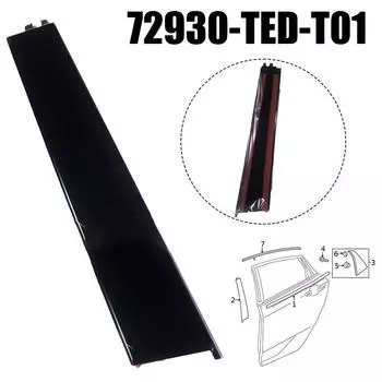 1 шт. Черный автомобильный правый задний дверной молдинг стойки декоративный ABS для Honda для Civic 2017-2024 OEM номер 72930-TED-T01 внешний аксессуар CHINA