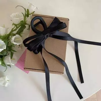 1 шт. Черный бант из ленты, новый стиль, вогнутая заколка для волос на затылке, матовая заколка, женский аксессуар для волос - заколка-акула