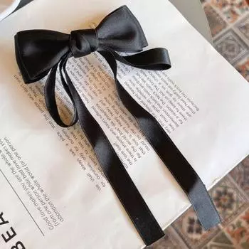 1 шт. Черный, Бант, Заколка для волос, Женский, Темперамент, Полусобранная прическа, Трепещущая заколка, Задняя часть головы, Плоская прическа, Пружинная заколка, Головной убор