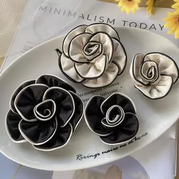 1 шт. черный бежевый маленький ароматный цветочный аксессуар нашивка DIY одежда головной убор повязка на голову аксессуары 8.2 см чёрный