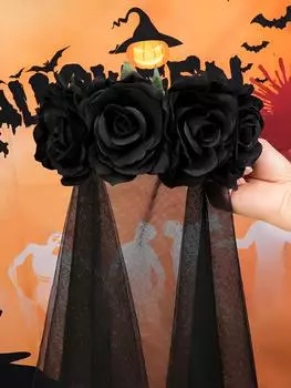 1 шт. Черный головной убор День мертвых роза Цветочная корона вуаль Хэллоуин костюм мексиканская повязка на голову