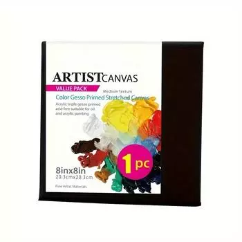 1 шт., черный хлопковый холст премиум-класса-растягивается и готовится к акриловой масляной живописи, ручке, художественной живописи по металлу и изделиям ручной работы 20*20cm1-Pack