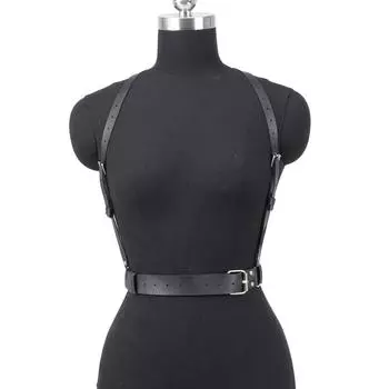 1 шт. Черный кожаный нагрудный ремень кожаный ремень готический ремень ремень с ремнем One size чёрный
