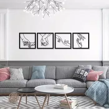 1 шт., черный металл, железо, художественное украшение для дома, простые линии, держась за руки, художественный силуэт, подвесные настенные художественные украшения для стен