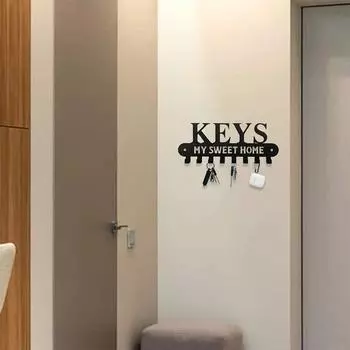1 шт. Черный металлический держатель для ключей с надписью «Sweet Home» – настенные крючки, стильная вешалка для одежды и полка для хранения настенного декора M чёрный