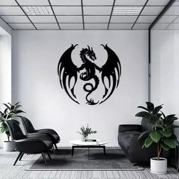 1 шт. Черный металлический силуэт дракона настенное искусство, современный интерьерный декор, домашний декор, настенное украшение в стиле фэнтези чёрный