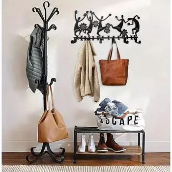 1 шт. Черный настенный держатель для ключей с 6 крючками для прихожей и гостиной, стильный и функциональный органайзер для ключей, идеальный декор для дома M бронзовый
