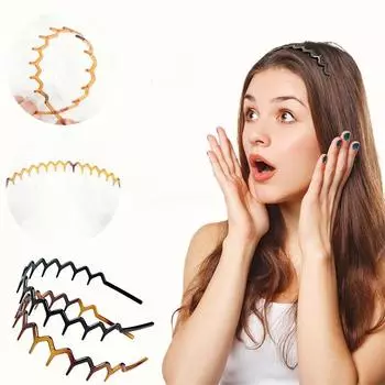 1 шт. черный янтарный волнистый длинный зубчатый обруч для волос ретро пластиковый нескользящий обруч для мытья лица для мужчин и женщин чёрный