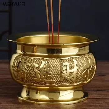 1 шт. Чистая медная курильница для благовоний, храмовый буддийский зал, бытовые жертвенные принадлежности, аксессуары для фэн-шуй, домашний декор, предложение 10x7cm