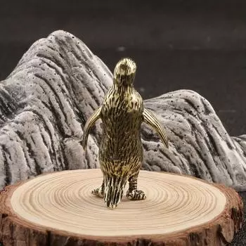 1 шт., чистое медное украшение в виде императорского пингвина, креативная бронзовая ручка, настольное декоративное изделие из меди в виде чайного питомца Pack of 1