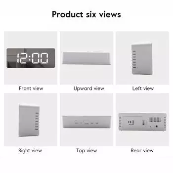 1 шт. Цифровой будильник со светодиодным большим зеркальным дисплеем, ночником с функцией повтора сигнала, перезаряжаемый через USB, будильник с подсказками, домашний декор