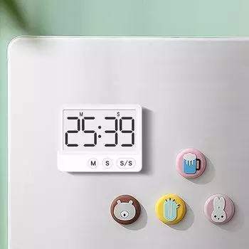 1 шт. Цифровой таймер кухонный магнитный таймер обратного отсчета с большим ЖК-дисплеем цифровой таймер часы до 99 минут 59 секунд белый