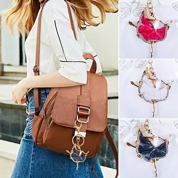 1 шт. цинковый сплав элегантный хрустальный брелок модный кулон для балерины изысканные ключи автомобили аксессуары балерина брелок со стразами розы красного