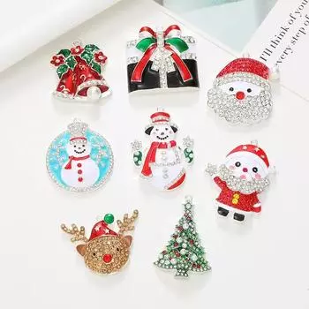 1 шт. цинковый сплав Санта-Клаус, олень, олень, бриллиантовая эмаль, подвески, рождественские украшения своими руками, детские товары ручной работы, сувениры для вечеринок