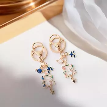 1 шт. Confidante Lovely Key Buckle Cat Key Chain Hang Bag Cartoon Dreamy Starry Sky Подвеска из металла