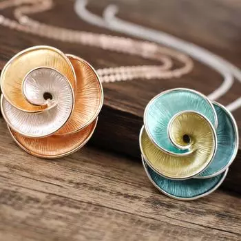 1 шт., цвет эмали, спиральный цветок, кулон, ожерелье, элегантный стиль, ювелирные изделия для отдыха для женщин оранжевый