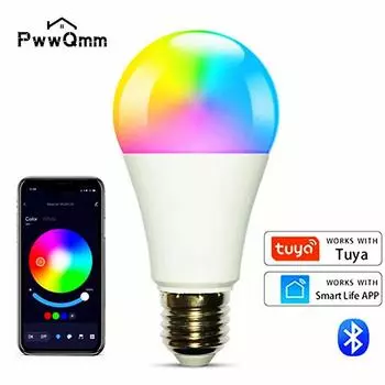 1 шт. цветная светодиодная лампа AC220V-110V E27 Wireless App4.0 Bluetooth Smart Bulb Tuya APP Control Dimmable 15 Вт RGB+CW+WW e27110-240v