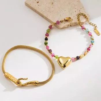 1 шт. Цветные хрустальные бусины Love Titanium Steel великолепные браслеты для женщин пары юбилей ювелирные изделия подарок вечеринка аксессуары 6cm золотой