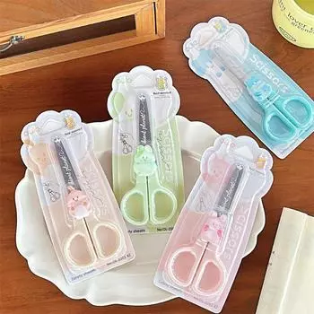 1 шт. цветные офисные канцелярские ножницы, студенческие ручные ножницы, художественные безопасные ножницы с круглой головкой, режущие инструменты, каваи, школьные принадлежности белый