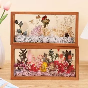 1 шт., цветочная коллекция, материал, дерево, 3D-дисплей, фоторамка, орнамент, рамка из сушеных цветов, ручная работа