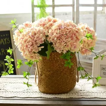 1 шт. Цветочная композиция, практичная плетеная из травы цветочная корзина, оригинальное плетеное вручную многофункциональное украшение для гостиной 22cm 18cm