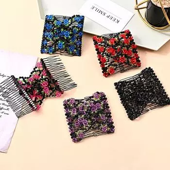 1 шт. Цветочная расческа для волос Фен Эластичная расческа для волос Волшебная расческа для волос Двойной ряд расческа