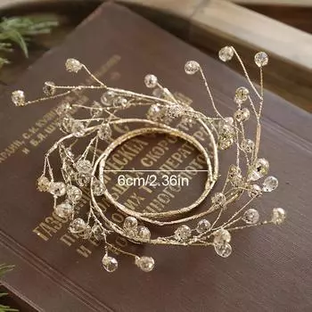 1 шт. Цветочное рождественское кольцо для свечи Элегантный праздничный декор стола Французский винтажный рождественский венок Акриловый подсвечник Венок 6CM золотой