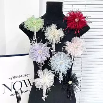 1 шт. Цветочные аксессуары Эстетическая красота Перо Темперамент Ручное исполнение Украшения Грудь Цветок Аксессуары для волос чёрный
