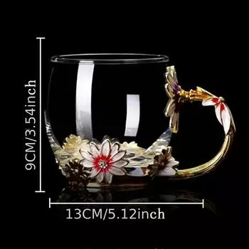 1 шт., цветочные бессвинцовые стеклянные кофейные кружки, чашка чая со стальной ложкой, лучшие подарки на день рождения для женщин, жены, мамы, друзей, матерей, День Святого Валентина A
