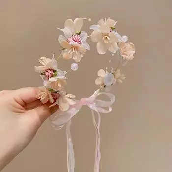 1 шт., цветочные короны для девочек, свадебные аксессуары для волос, головной убор для косплея, невеста, цветочная корона, повязка на голову, элегантная веревка