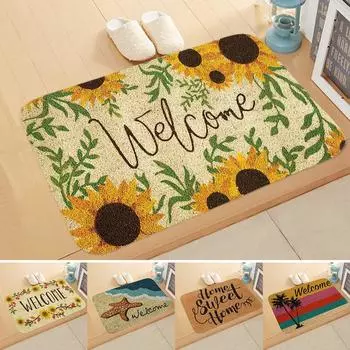 1 шт. цветочный принт с буквами приветственный коврик для двери противоскользящий коврик для ванной устойчивый к выцветанию коврик для кухни садовый коврик можно стирать в стиральной машине домашний декор ковры 40x60cm
