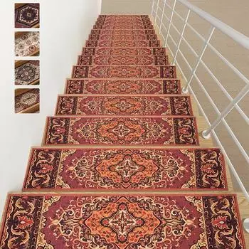 1 шт. Цветочный защитный ковер для ступеней в европейском стиле из дерева, нескользящий коврик для лестницы в богемном стиле из ПВХ, самоклеящийся 76x20 см